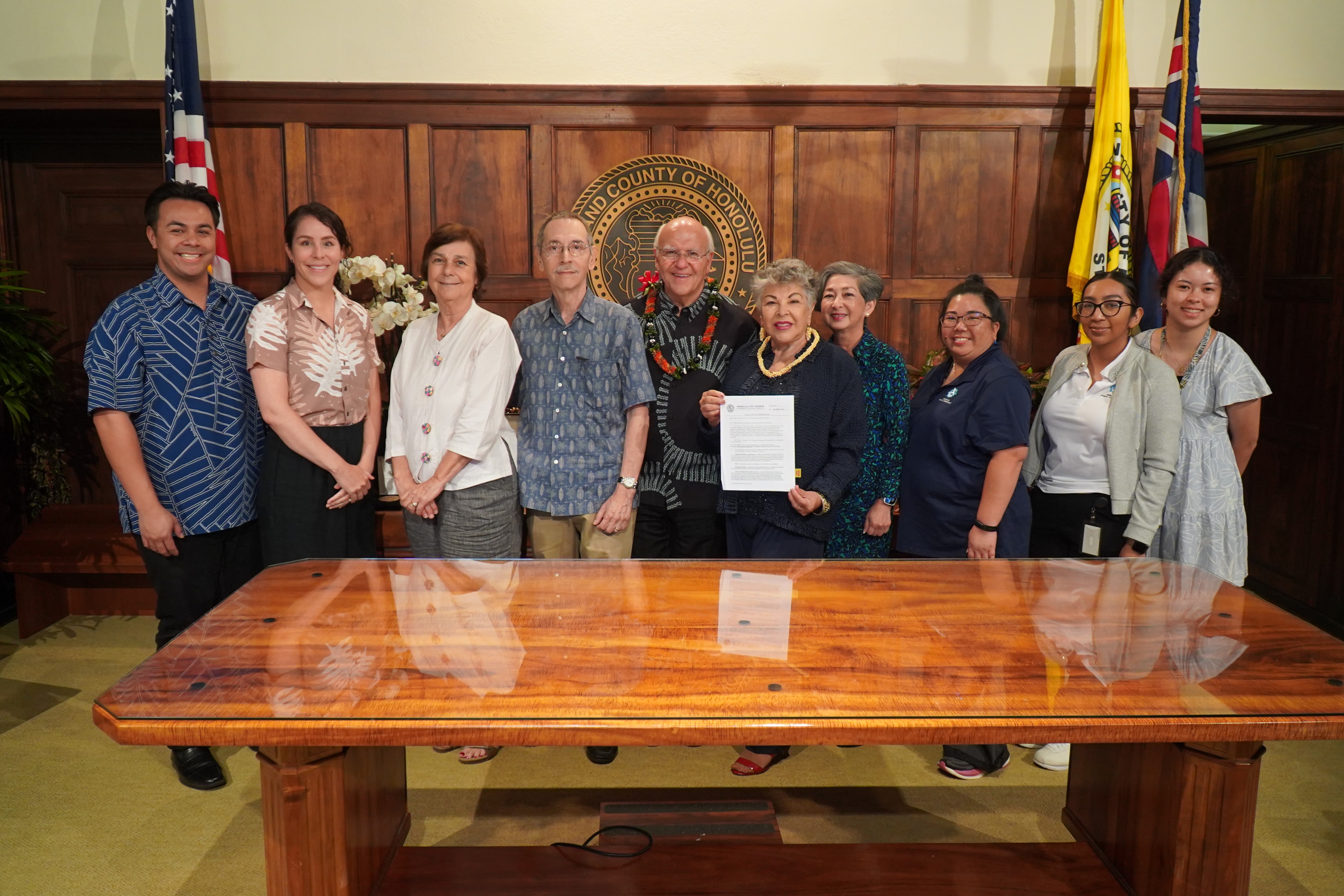 Tadia Rice with Honolulu Mayor Rick Blangiardi and the Ethics Commission