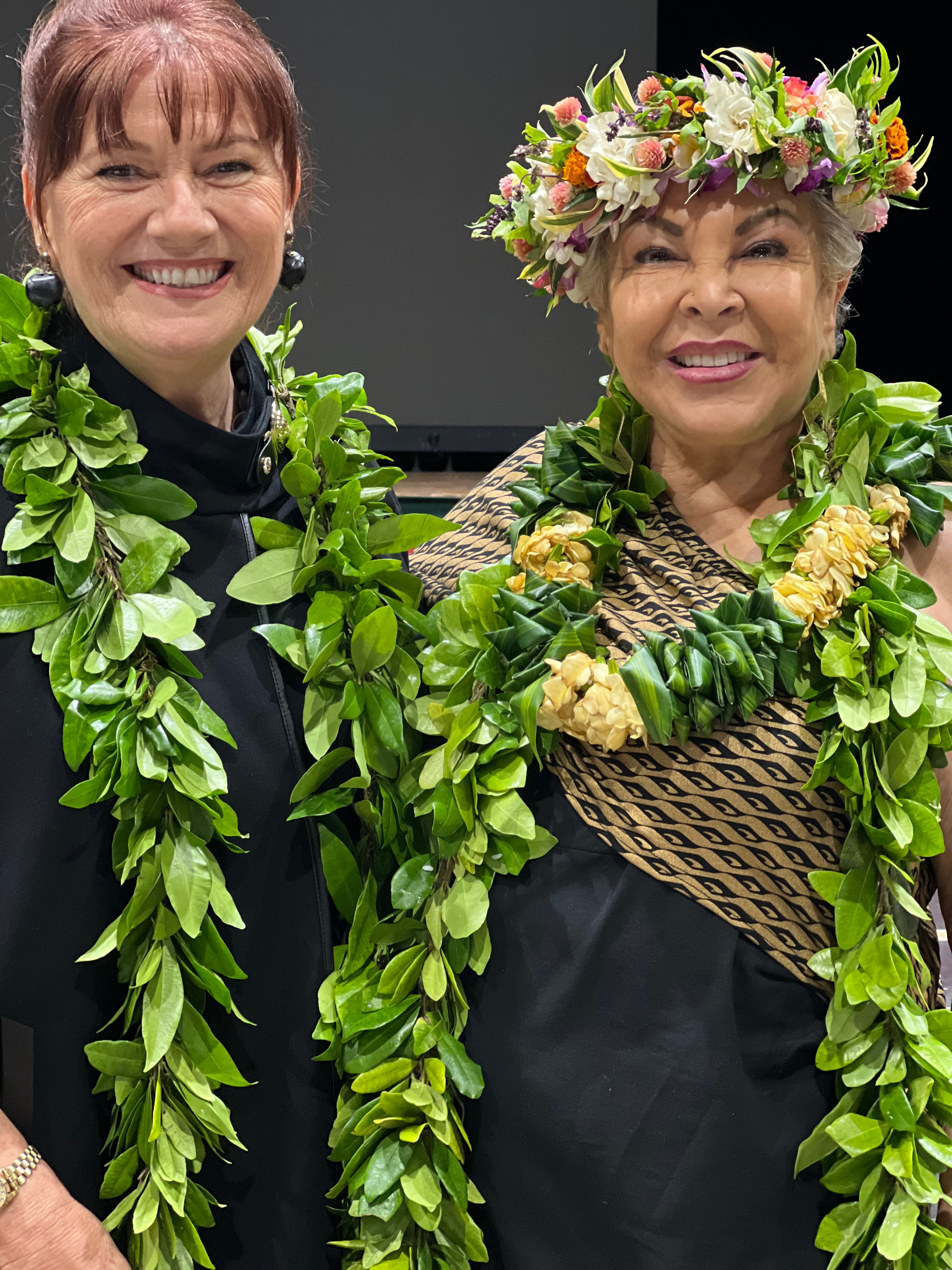 Tadia Rice with Princess Owana Salazar at the Stars of Oceania Awards, Rarotonga, Cook Islands 2024